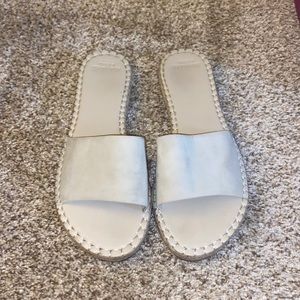 Abercrombie and Fitch White Slides